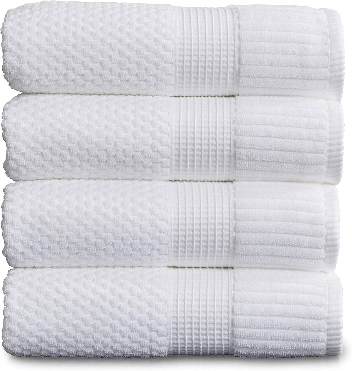 NY Loft 100% Cotton 4-Pack Bath Towel Set | White | Oeko-TEX | Quick-Dry