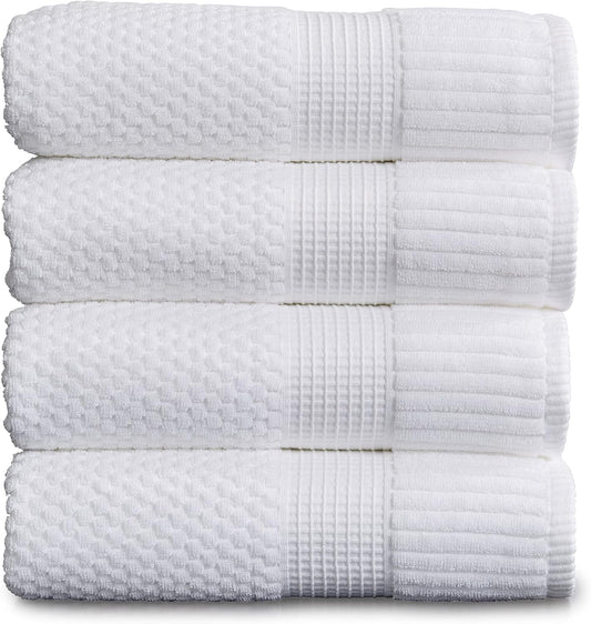 NY Loft 100% Cotton 4-Pack Bath Towel Set | White | Oeko-TEX | Quick-Dry