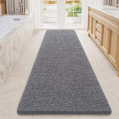 LOCHAS Luxury Bathroom Rug Shaggy Bath Mat 24 x 60 Inch, Gray