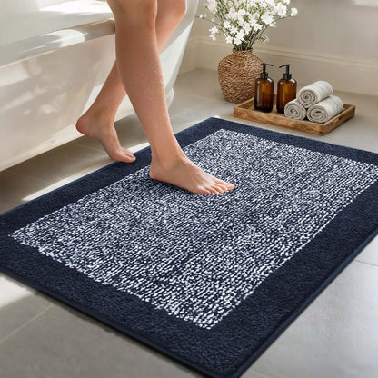 Long 2x4 Ft (48''x24'') Bathroom Rugs, Non Slip Washable Bath Mat Grey