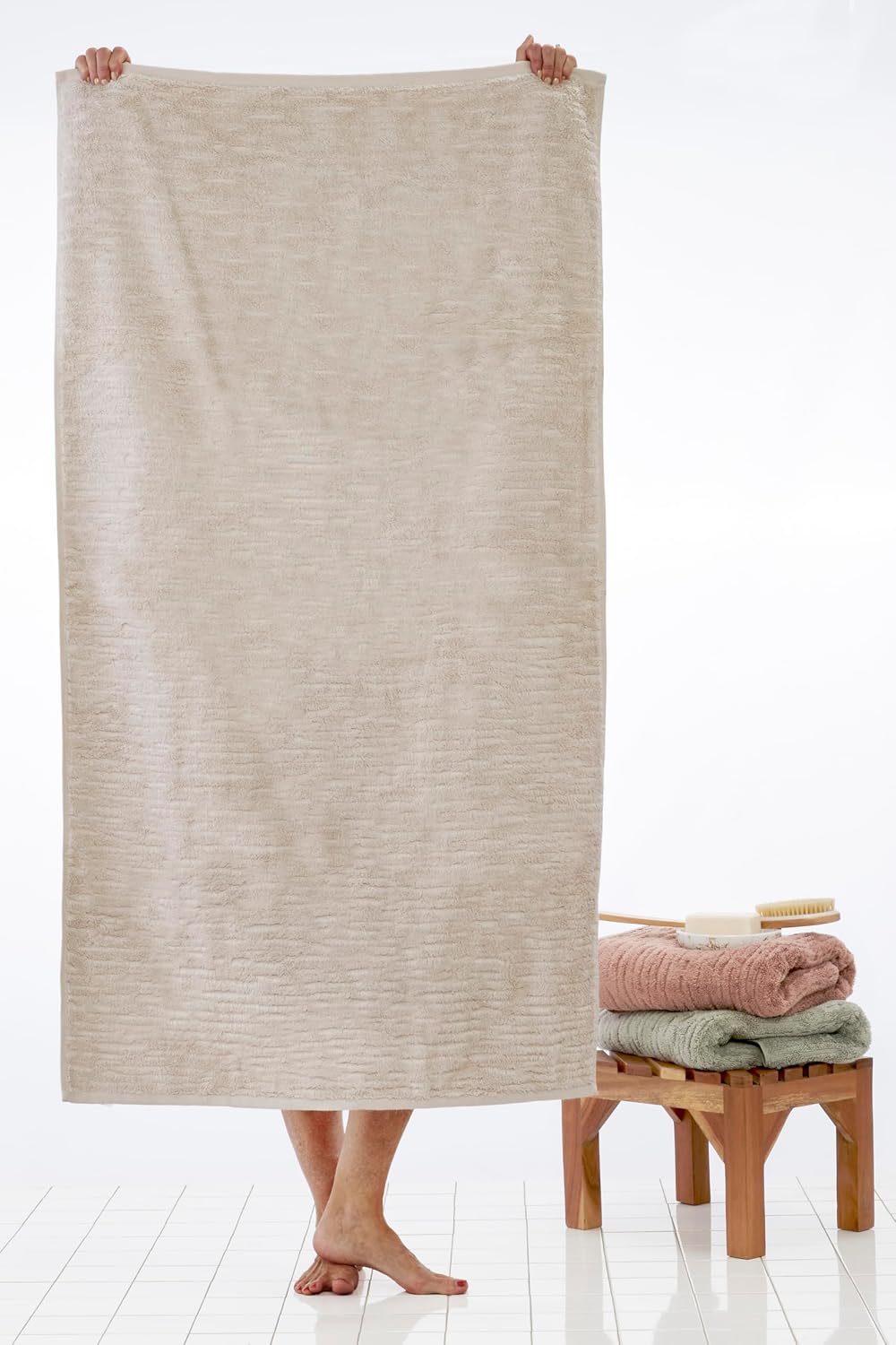 SKL Home CloudSoft Bath Towel Set, 6-Piece, 100% Cotton Luxury, Oatmeal