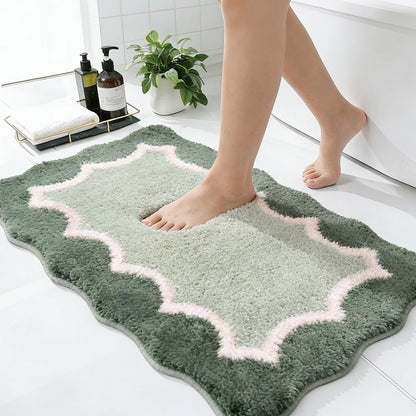Cute Scalloped Rose Pink Bathroom Rugs Mat,Non Slip Absorbent Quick Dry Bath Mats for Shower Room,Microfiber Bath Mats for Bathroom Floor Washable Carpet for Shower Tub Sink Bedroom,20"x32"