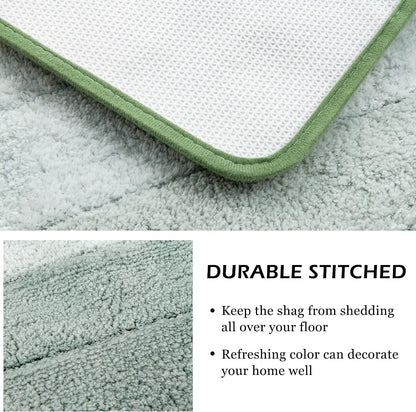 3 Pcs Ombre Bath Mat Set for Bathroom, Non Slip Ultra Soft and Thick Water Absorbent Bath Carpet, Machine Washable & Quick Dry Bathroom Rug, for Bedroom Door Living Room,Green