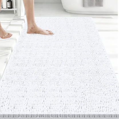 Bcoimo Bath Rug Mat,Sage Chenille High Absorbent Long Bathroom Runner Rugs