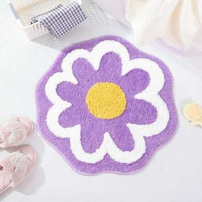 TRUEDAYS Flower Bathroom Rug, Round Non-Slip Bath Mat, 23.6"x23.6", Pink