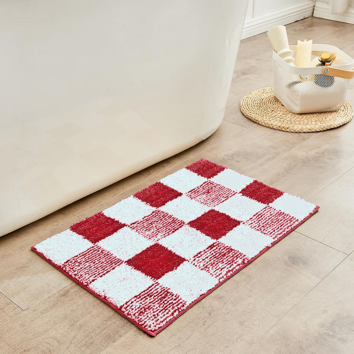 CozeCube Navy Blue Bath Mat 24"x16" Non Slip Washable Rug