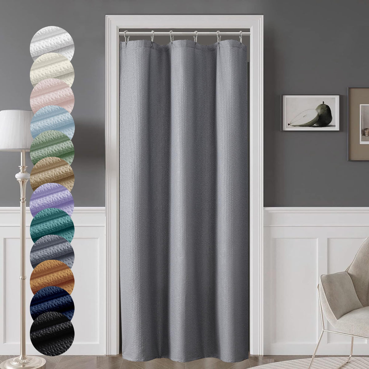 OVZME Berry Cute Shower Curtain, Embossed Textured Fabric Shower Curtain for Bathroom - Soft Cloth & Hotel Spa Luxury, Water Repellent, Machine Washable Shower Curtain, 72X72, Glacier Blue