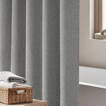 Seenus Linen Look Farmhouse Thick Fabric Shower Curtain Brown, Faux Linen Textured Country Rustic Shower Curtains Water-Resistant, 72 x 72 Inch Tan Taupe Heavyweight Shower Curtain for Bathroom Hotel