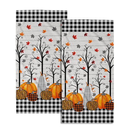 Miaoquhe Fall Pumpkin Hand Towels Set of 2 14x28 Inch Autumn Thanksgiving Harvest Fingertip Towels Absorbent Fall Leaves Bathroom Towel Fall Face Towels for Home Kitchen SPA Gym Seasonal Decoration