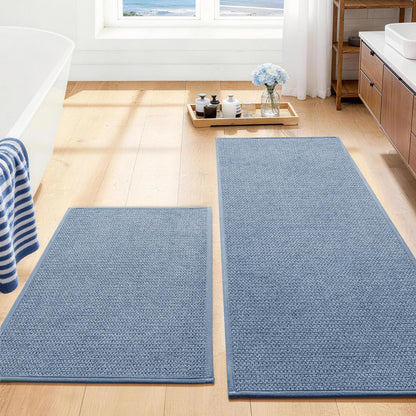 YIHOUSE Gray Bathroom Rugs Sets 3 Piece, Quick Dry Thin Bath Mat with Toilet Rug, Non Slip Absorbent Machine Washable, Bath Runner Rugs for Bathtub Sink Home Decor
