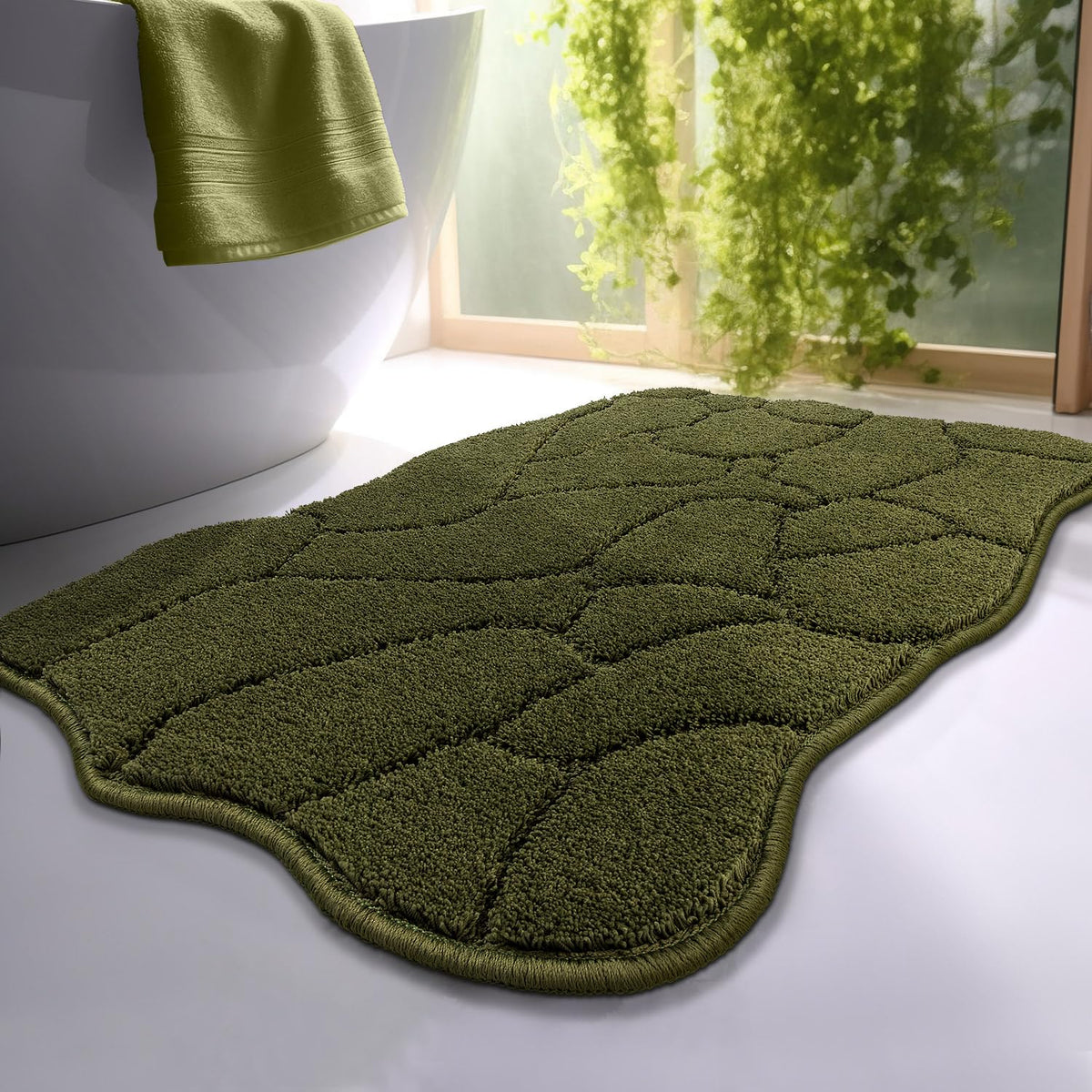 BSICPRO ‌Purple Bathroom Rugs, 24x36 Floral Bath Mats, French Rustic Style