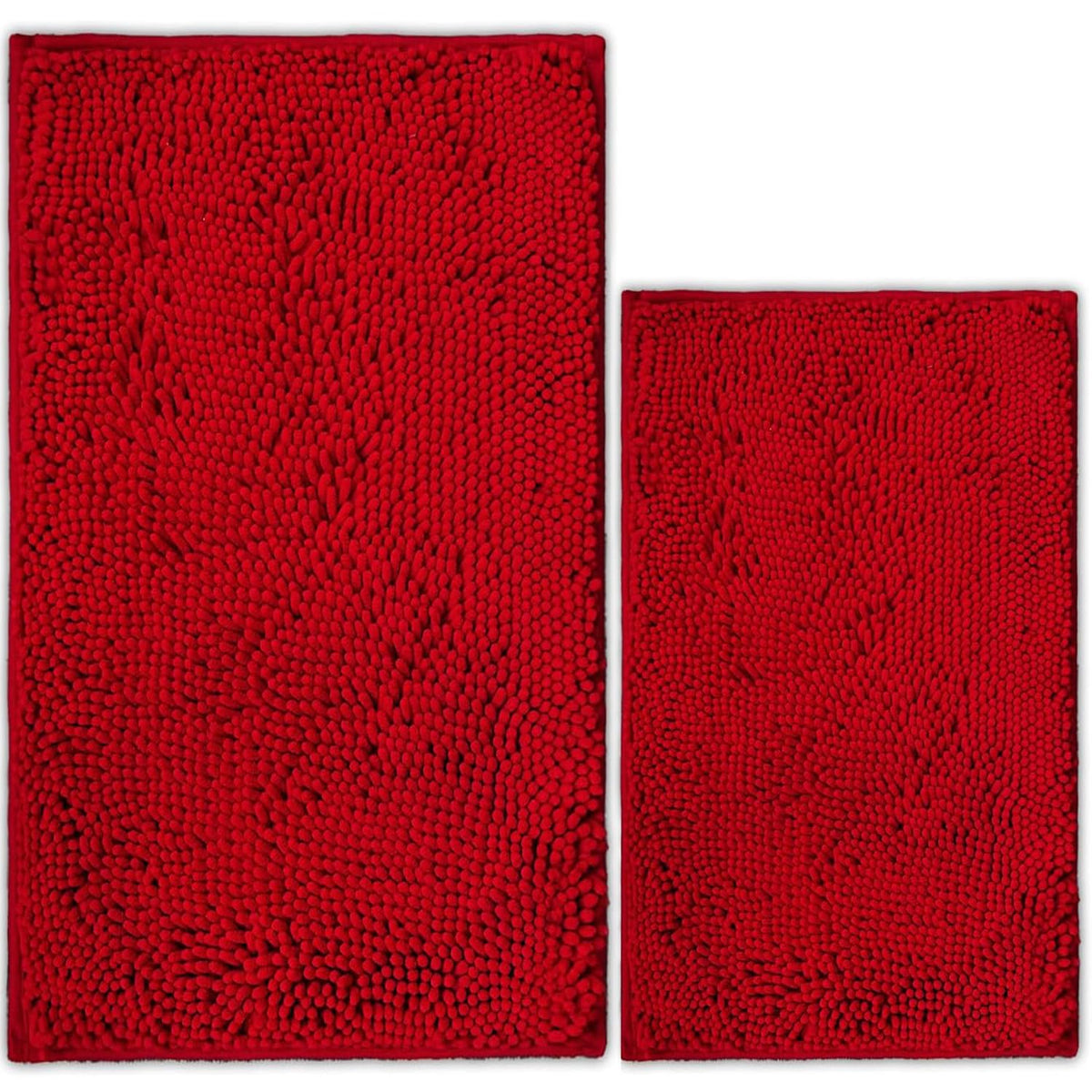 Bathroom Rugs Chenille Bath mat 2 Piece Set, Super Absorbent, Strong PVC Non Slip Backing, Bath mats for Bathroom, Plush Shaggy, Thick, Machine Washable, Bathtub, Toilet.(Light Grey)