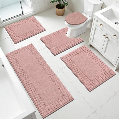 Pauwer Bathroom Rugs Sets 3 Piece, Microfiber Bath Mat Set, Dark Grey