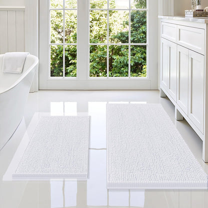 Smiry Chenille Bathroom Rugs Sets 2 Piece (30x20+24x16, Black)