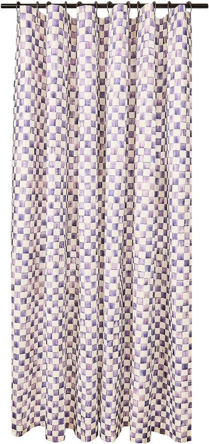 MACKENZIE-CHILDS Shower Curtain, Washable Fabric Shower Curtain for Bathroom Decor, 72" x 72", Purple-and-White Violet Check
