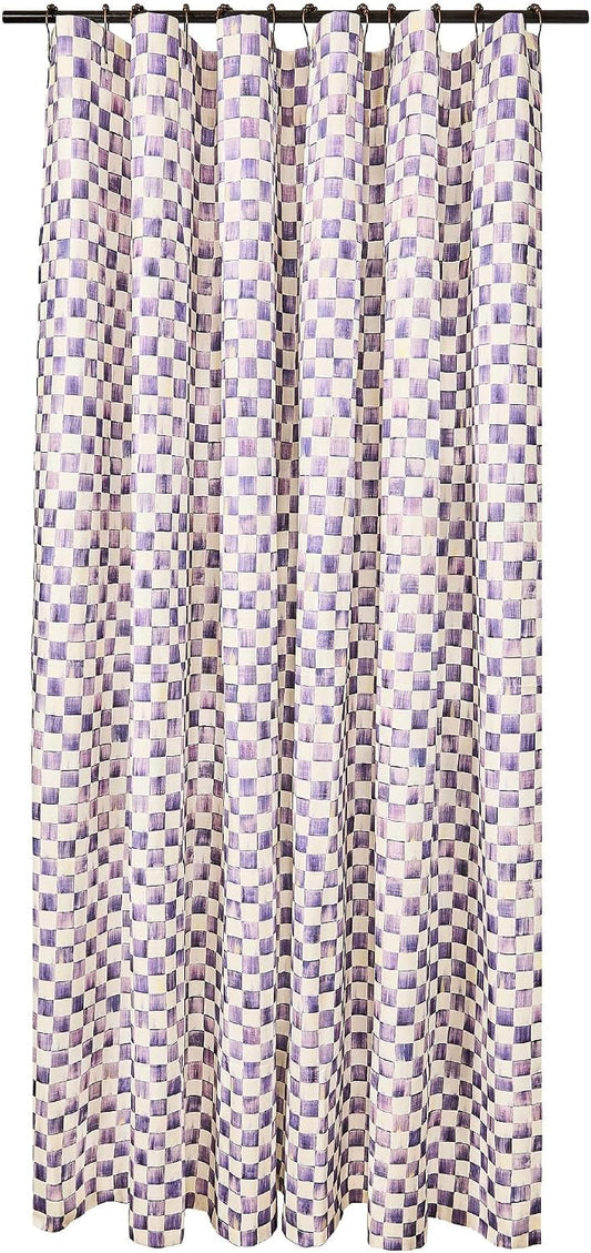MACKENZIE-CHILDS Shower Curtain, Washable Fabric Shower Curtain for Bathroom Decor, 72" x 72", Purple-and-White Violet Check