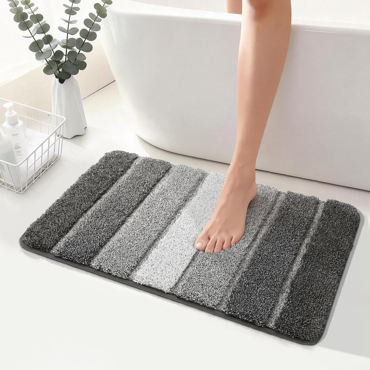 COSY HOMEER Bathroom Rugs 24x17,Ultra Soft Absorbent Bath Mat,Grey