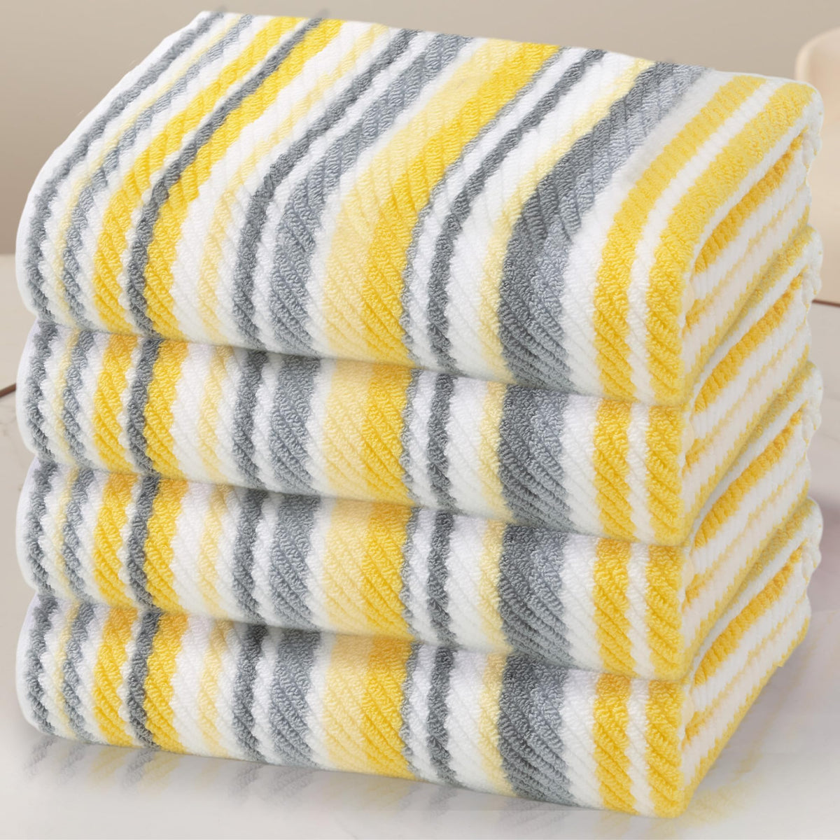 VOOVA & MOVAS Hand Towels 4 Pack, 100% Cotton, 16x27 in, Sage Beige