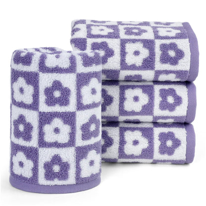 Jacquotha Pink Checkered Floral Hand Towels