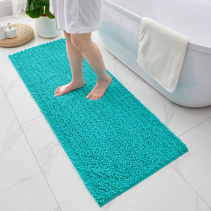 ILANGO Bathroom Rugs Light Grey 44x24, Soft Absorbent Chenille Bath Rugs