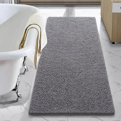 LOCHAS Luxury Bathroom Rug Shaggy Bath Mat 24 x 60 Inch, Gray