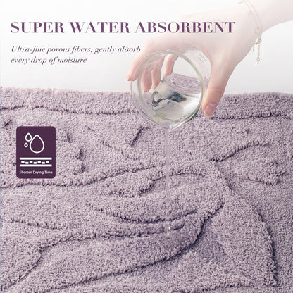 BSICPRO ‌Purple Bathroom Rugs, 24x36 Floral Bath Mats, French Rustic Style