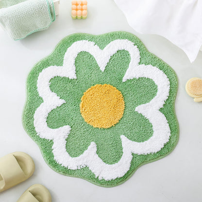 TRUEDAYS Flower Bathroom Rug, Round Non-Slip Bath Mat, 23.6"x23.6", Pink