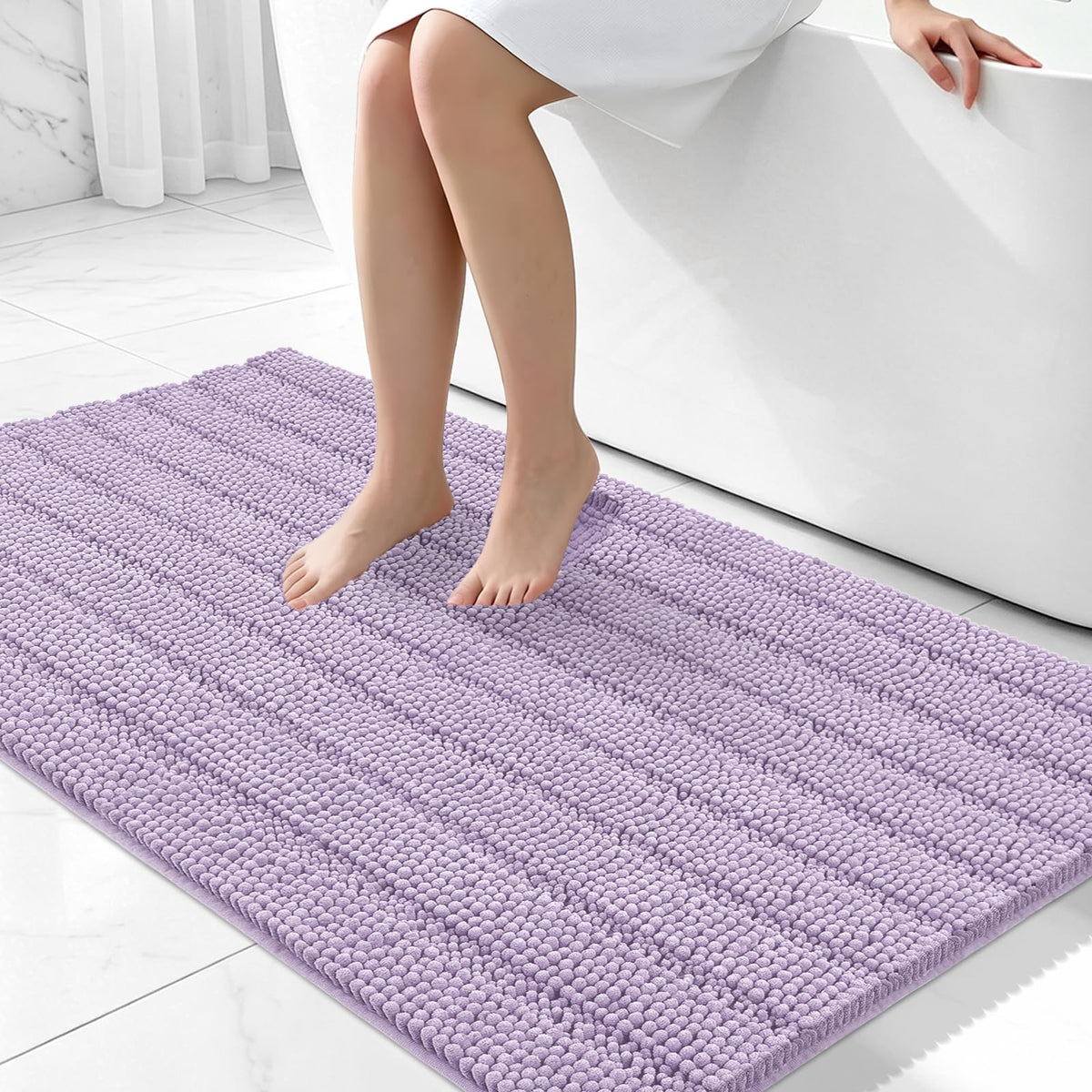 Bcoimo Bath Rug Mat,48x24 High Absorbent Latte Long Bathroom Runner Rugs