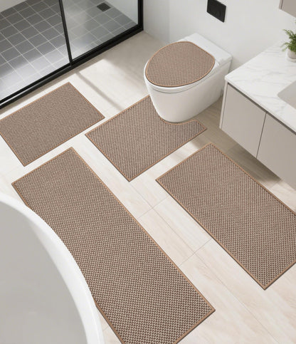 YIHOUSE Black Bathroom Rugs Sets 2 Pieces,Thin Bath Mat Quick Dry