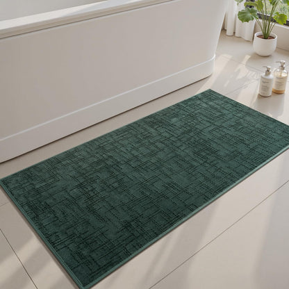 AMOAMI Bath Mat Non Slip Super Absorbent Quick Dry Bath Mats for Bathroom Floor Rubber Backing Washable Bathroom Rugs Modern Woven Jacquard Mat, Beside Tub Bath Rugs, 17" x 24", Brown