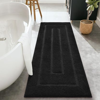 HOMORE Black Bathroom Rug 24x60 Inch Soft Absorbent Bathroom Runner Rug