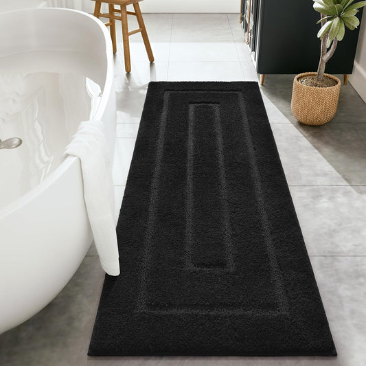 HOMORE Black Bathroom Rug 24x60 Inch Soft Absorbent Bathroom Runner Rug