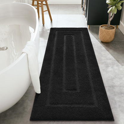HOMORE Black Bathroom Rug 24x60 Inch Soft Absorbent Bathroom Runner Rug