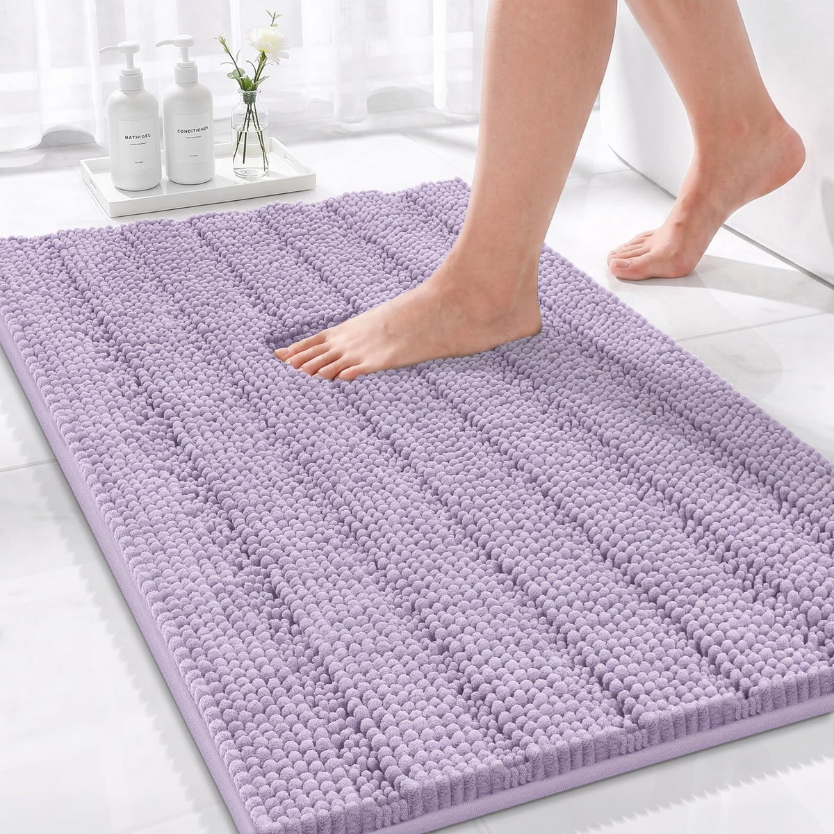 Bcoimo Bath Rug Mat,48x24 High Absorbent Latte Long Bathroom Runner Rugs