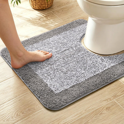Long 2x4 Ft (48''x24'') Bathroom Rugs, Non Slip Washable Bath Mat Grey