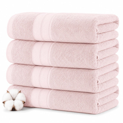 Modern Threads Spun Loft 6 Piece Bath Towel Set – 2 Bath Towels, 2 Hand Towels & 2 Washcloths – 100% Cotton, 600 GSM, Plush, Soft & Absorbent (Blush)