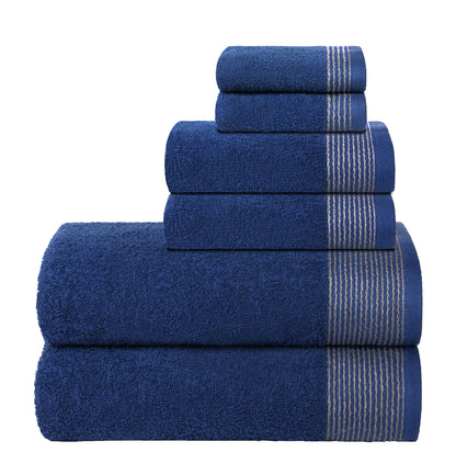 Belizzi Home 100% Cotton Ultra Soft 6 Pack Towel Set, Contains 2 Bath Towels 28x55 inchs, 2 Hand Towels 16x24 inchs & 2 Washcloths 12x12 inchs, Compact Lightweight & Highly Absorbant - Black