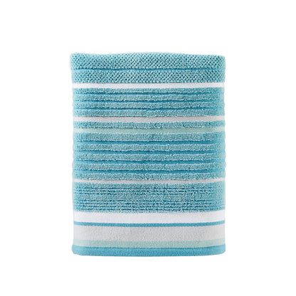 SKL Home Seabrook Stripe Hand Towel Set-2pc, Premium 100% Cotton, Teal