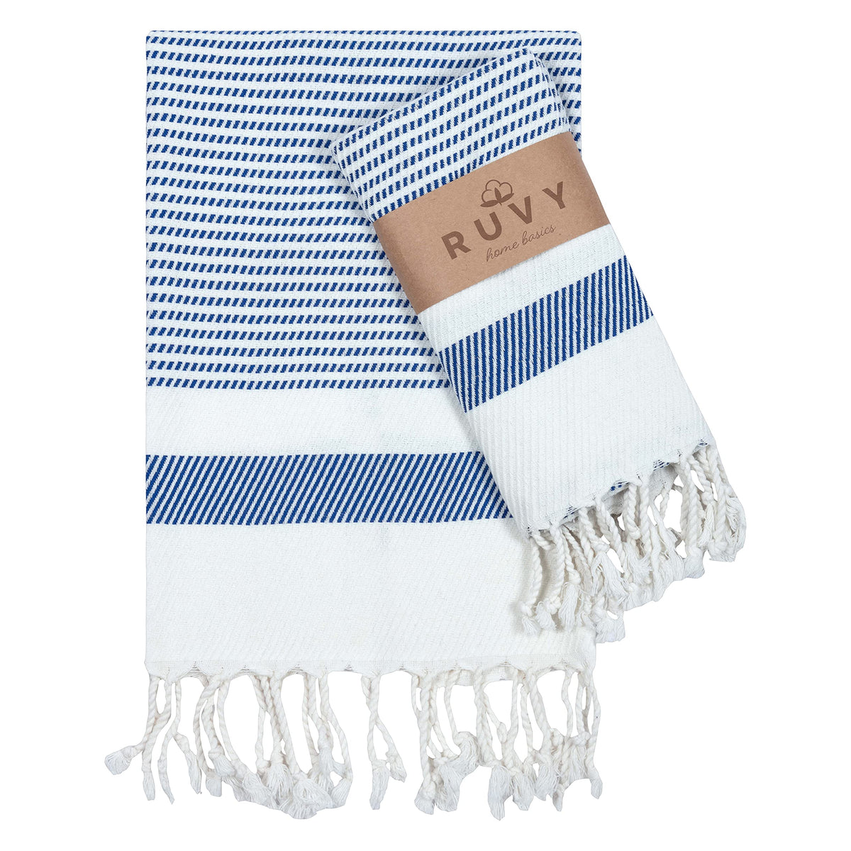 Ruvy Home Basics Turkish Hand Towels for Bathroom Set of 2 | 18"x40", Cotton | Decorative Towel for Bathroom, Kitchen, Dishcloth, Tea, Yoga, Face, Gym - Beige