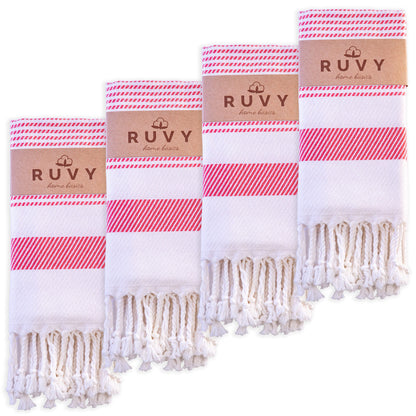 Ruvy Home Basics Turkish Hand Towels for Bathroom Set of 2 | 18"x40", Cotton | Decorative Towel for Bathroom, Kitchen, Dishcloth, Tea, Yoga, Face, Gym - Beige