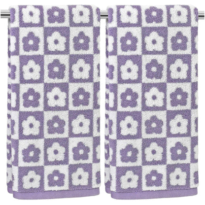 Jacquotha Pink Checkered Floral Hand Towels