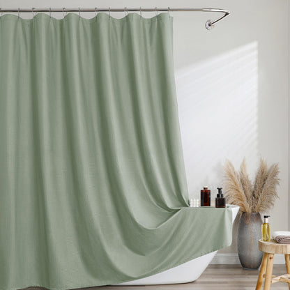Pink Shower Curtain 72 Inch Length 1 Piece, Waffle Embossed Textured Soft Fabric Hotel Shower Curtain for Bathroom, Modern Polyester Water Repellent Machine Washable Bath Decor, 72Wx72L Inches