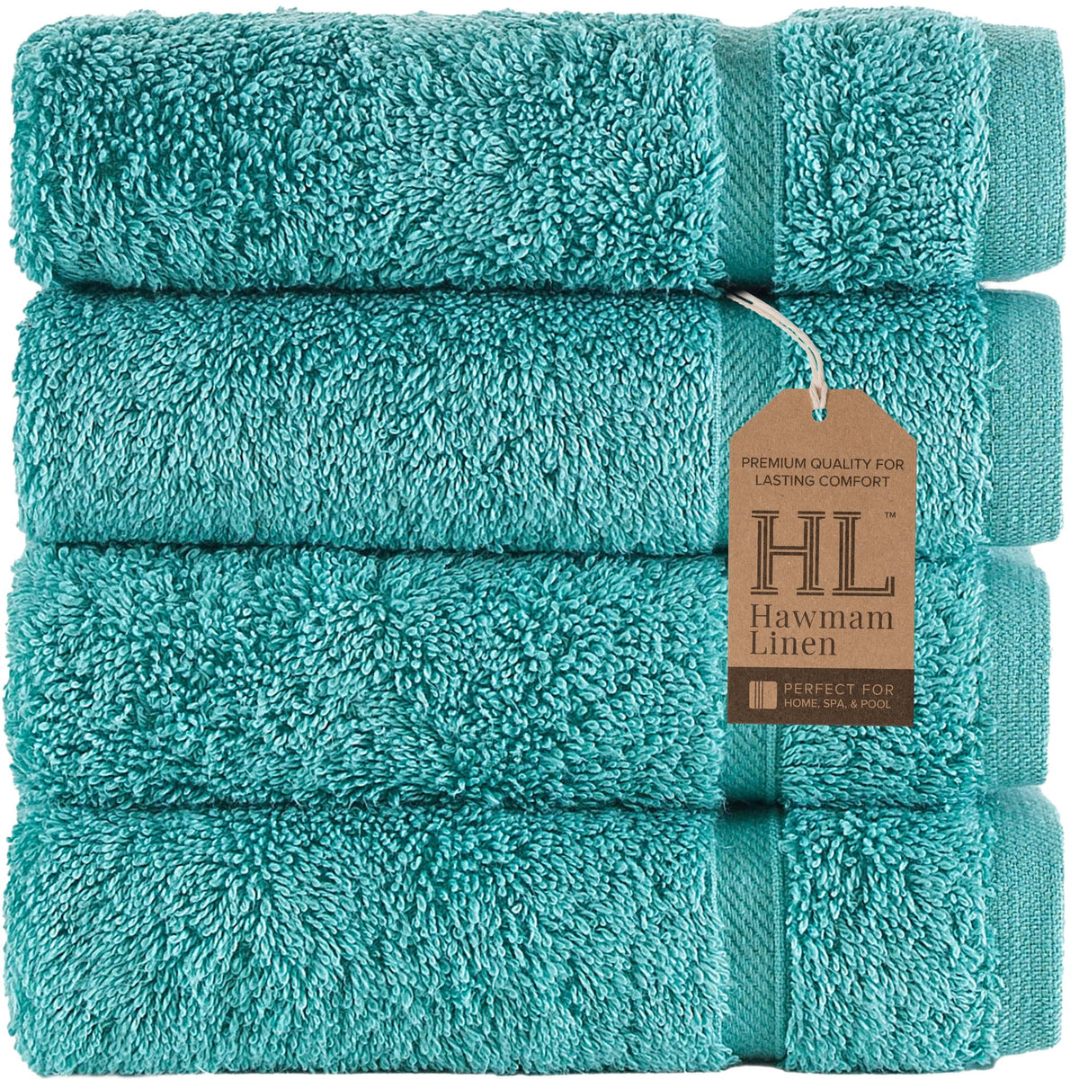 Hawmam Linen Cream 6 Piece Bath Towels Set for Bathroom Original Turkish Cotton Soft, Absorbent and Premium 2 Bath Towels, 2 Hand Towels, 2 Washcloths (Sea Salt)