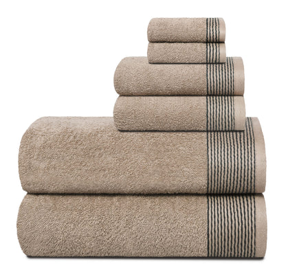Belizzi Home 100% Cotton Ultra Soft 6 Pack Towel Set, Contains 2 Bath Towels 28x55 inchs, 2 Hand Towels 16x24 inchs & 2 Washcloths 12x12 inchs, Compact Lightweight & Highly Absorbant - Black