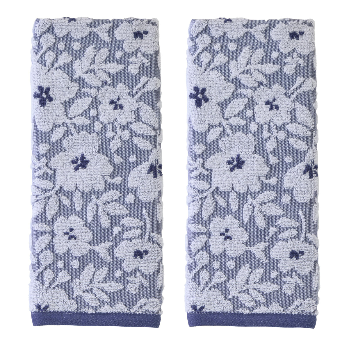 SKL Home Floral Hand Towel Set-2pc, 100% Cotton Jacquard, Gray