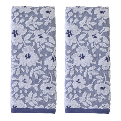 SKL Home Floral Hand Towel Set-2pc, 100% Cotton Jacquard, Gray