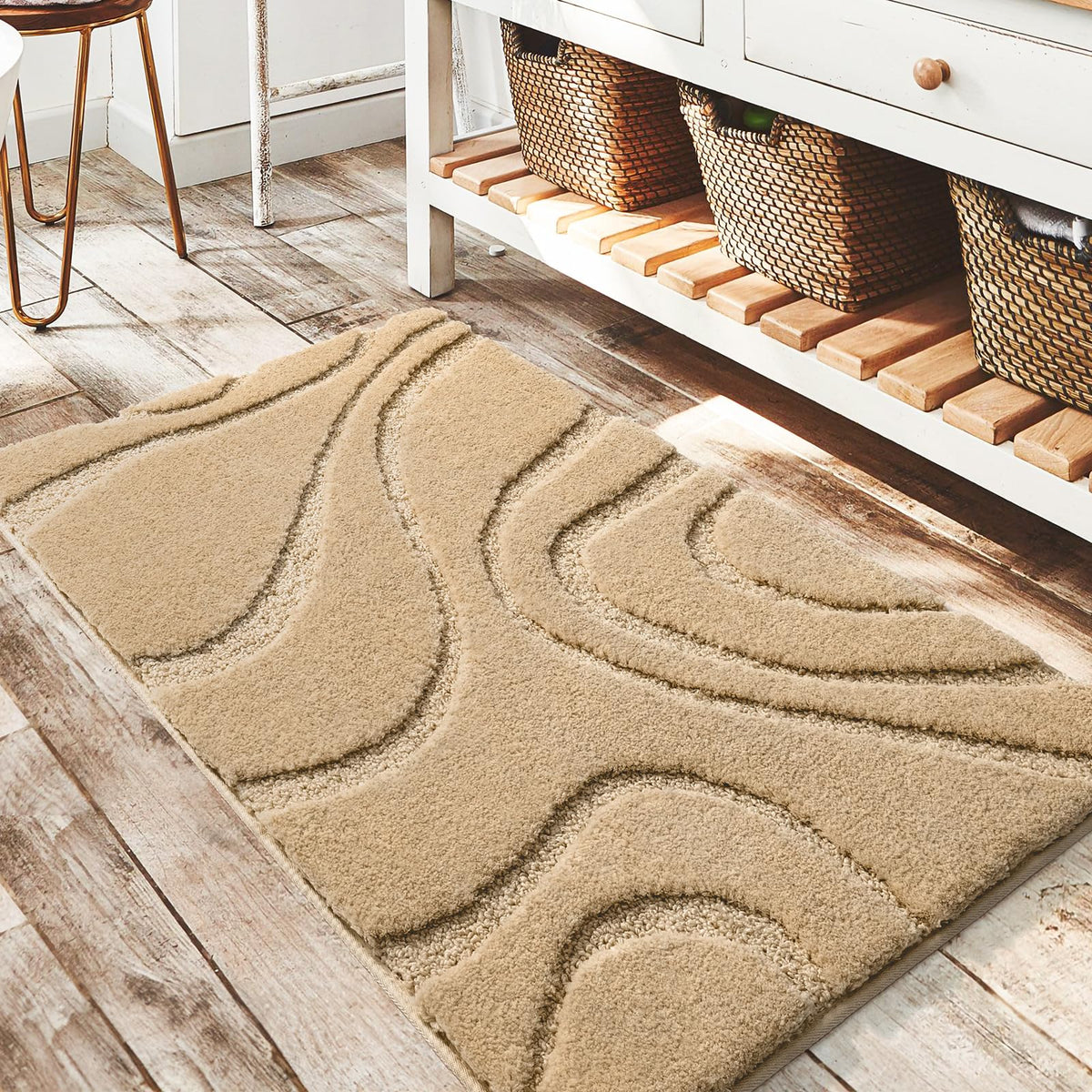 DEXDE Bathroom Rugs Runner 24x60 Long Non-Slip Bath Mats Floor Shower Gray