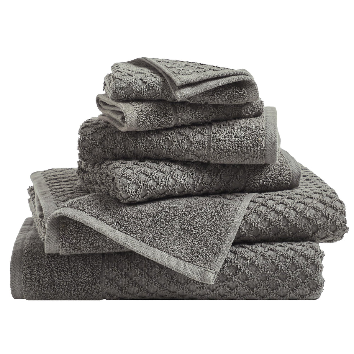 Great Bay Home Bath Towels - 100% Cotton 6 Piece Towel Set - Diamond Waffle Weave - Absorbent, Durable, Quick-Dry Towels for Bathroom (Copper)