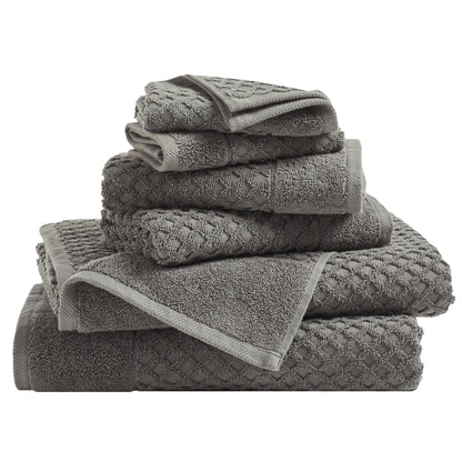 Great Bay Home Bath Towels - 100% Cotton 6 Piece Towel Set - Diamond Waffle Weave - Absorbent, Durable, Quick-Dry Towels for Bathroom (Copper)