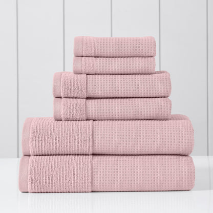 Modern Threads Waffle-Rib 6-Piece Towel Set – Premium Cotton Bath Towels, Ultra-Absorbent & Soft, Elegant Waffle Texture for Bathroom & Spa, Taupe